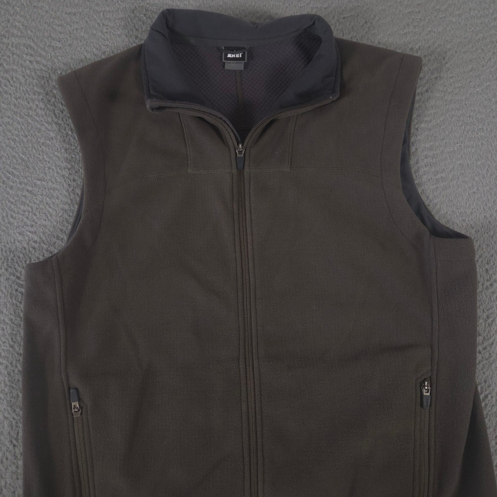 VINTAGE REI Vest Mens L‎ Green Fleece Softshell Full Zip Grid Lined Hiking Y2K